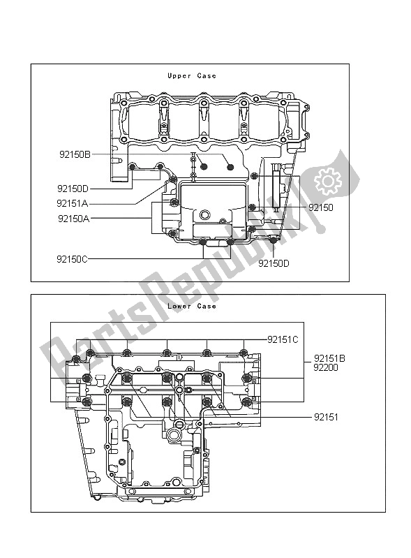 Tutte le parti per il Modello Di Bullone Della Scatola Motore del Kawasaki Z 750 2005