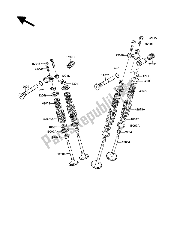 Tutte le parti per il Valvola (s) del Kawasaki GPZ 500S 1987