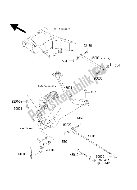 Toutes les pièces pour le Pédale De Frein du Kawasaki W 650 2001