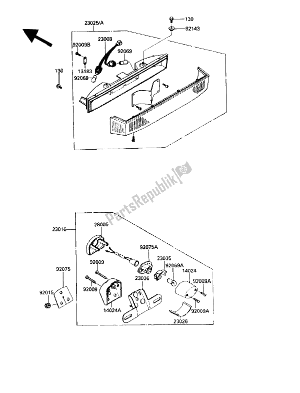 Tutte le parti per il Lampada Di Coda del Kawasaki Voyager XII 1200 1988