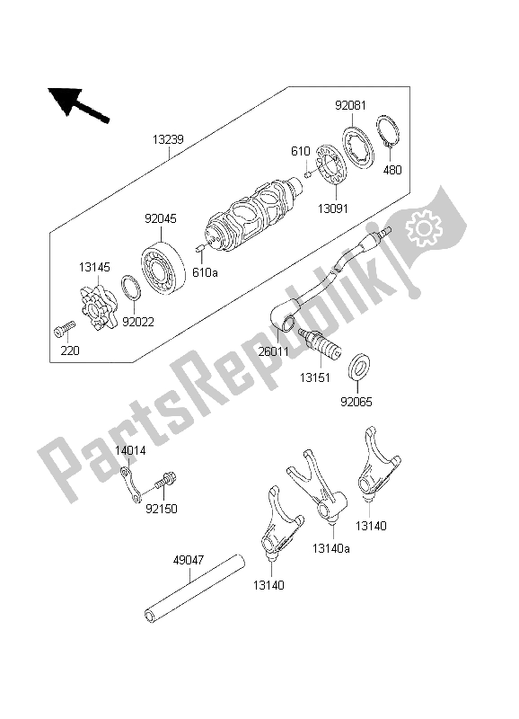 All parts for the Gear Change Drum & Shift Fork of the Kawasaki VN 800 Drifter 1999