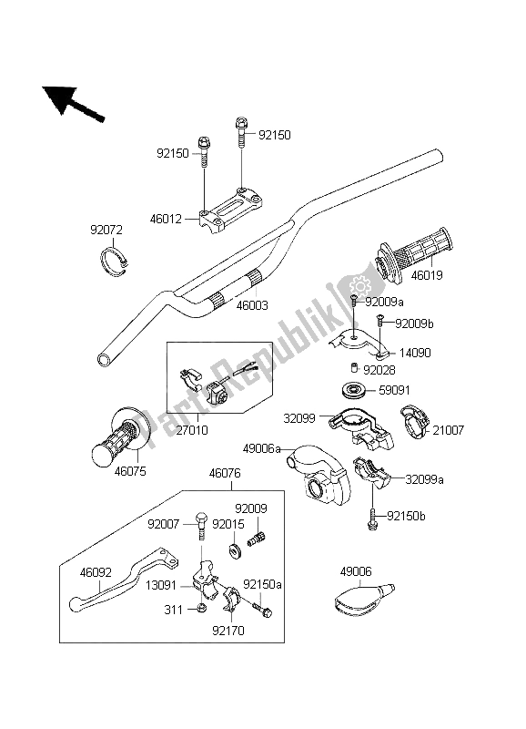 Tutte le parti per il Manubrio del Kawasaki KX 250 1995