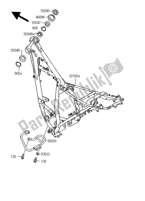 Todas las partes para Marco de Kawasaki KMX 125 SW 1995