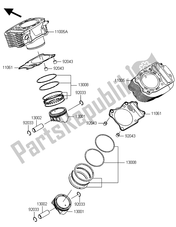 All parts for the Cylinder & Piston(s) of the Kawasaki VN 900 Classic 2014