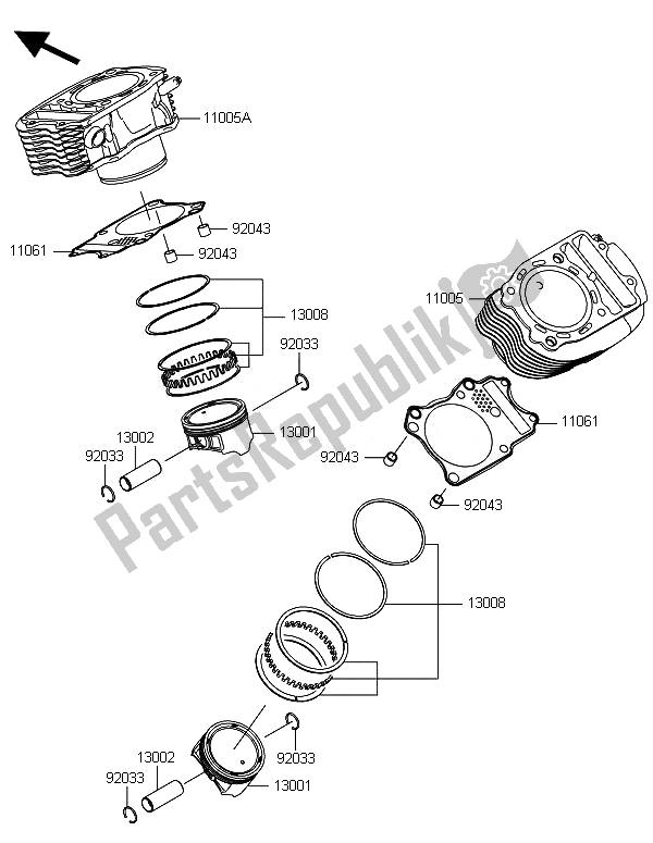 All parts for the Cylinder & Piston(s) of the Kawasaki VN 900 Classic 2014