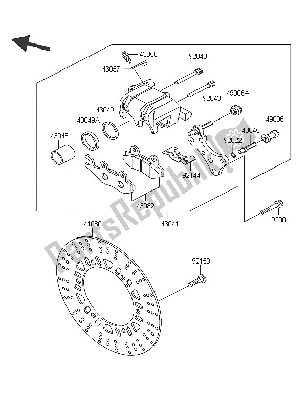 All parts for the Front Brake of the Kawasaki Eliminator 125 2005