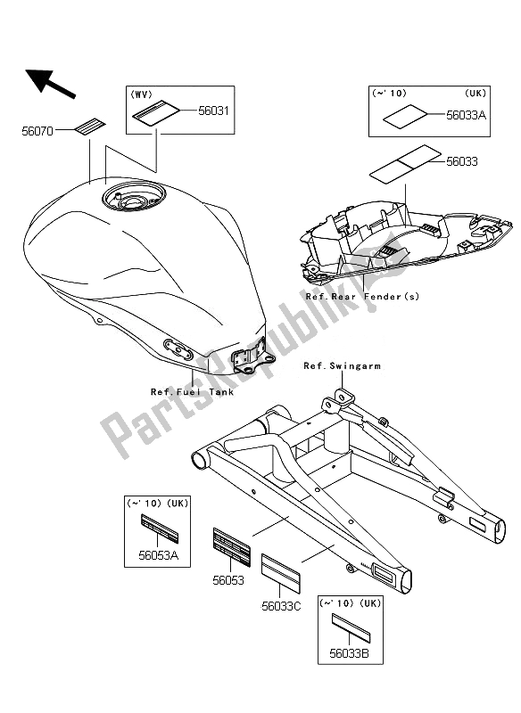 All parts for the Labels of the Kawasaki ER 6N ABS 650 2010