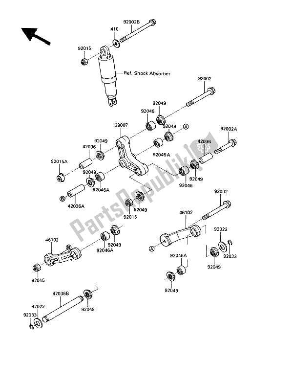 Tutte le parti per il Sospensione del Kawasaki GPZ 900R 1989