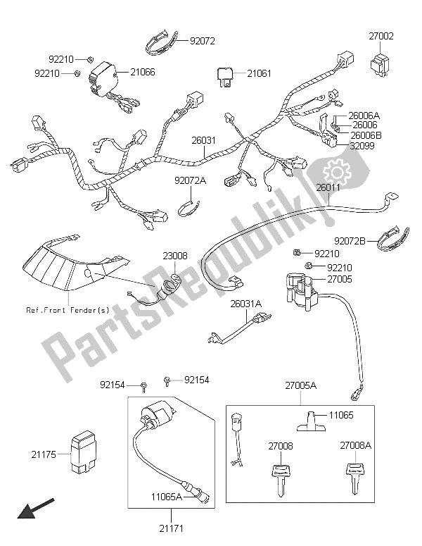 All parts for the Chassis Electrical Equipment of the Kawasaki Brute Force 300 2016