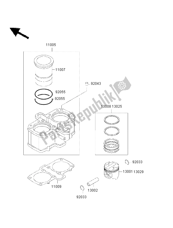 All parts for the Cylinder & Piston(s) of the Kawasaki GPZ 500S 2002