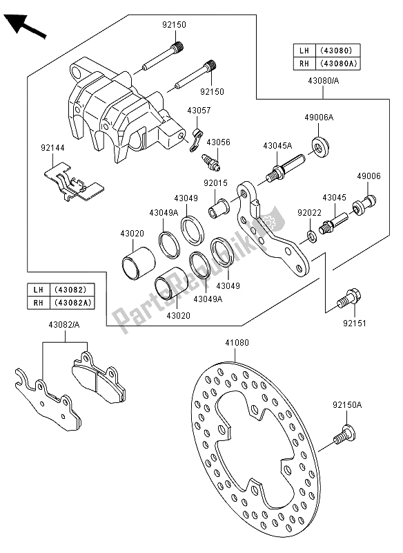 All parts for the Front Brake of the Kawasaki KVF 650 4X4 2012