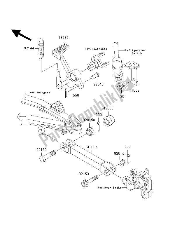 Todas as partes de Pedal De Freio do Kawasaki ZRX 1200S 2002