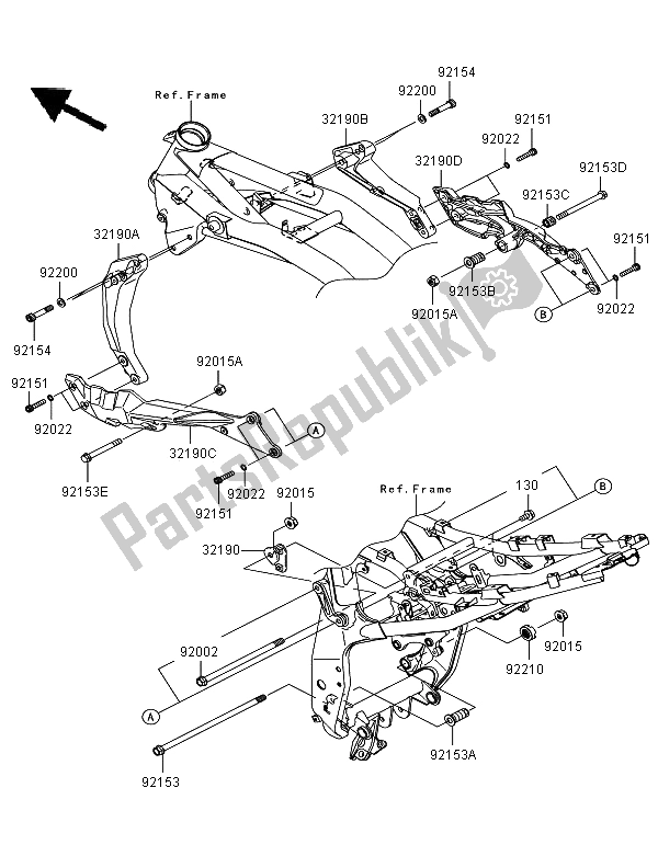 All parts for the Engine Mount of the Kawasaki Z 750 2012