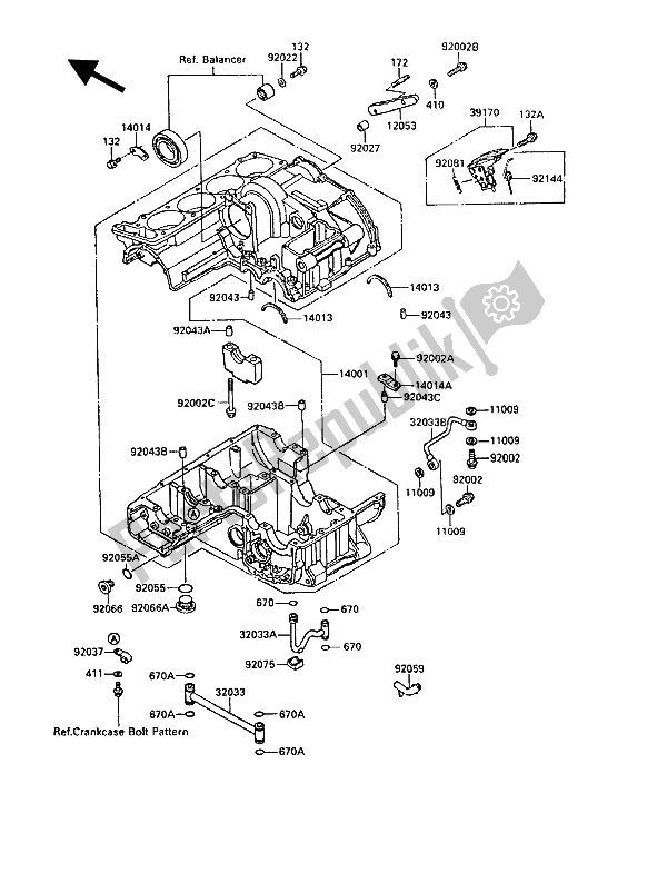 Todas las partes para Caja Del Cigüeñal de Kawasaki 1000 GTR 1988