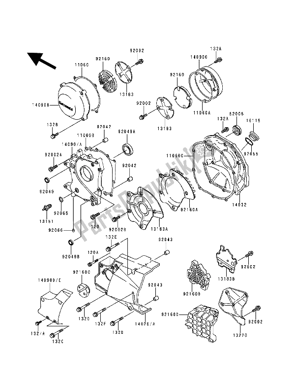 Tutte le parti per il Coperchio (i) Del Motore del Kawasaki Zephyr 1100 1992