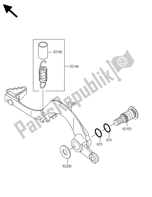Tutte le parti per il Pedale Del Freno del Kawasaki KX 450F 2008