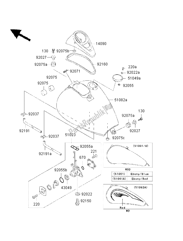 All parts for the Fuel Tank of the Kawasaki EN 500 2002