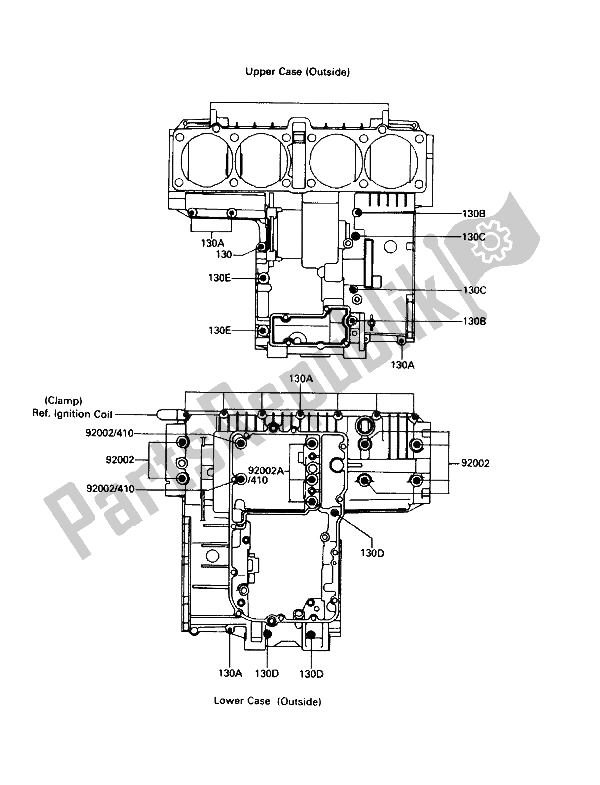 All parts for the Crankcase Bolt Pattern of the Kawasaki ZG 1200 B1 1990