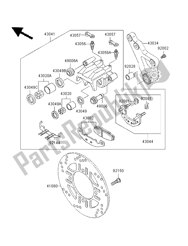 Toutes les pièces pour le Frein Arriere du Kawasaki Zephyr 750 1996