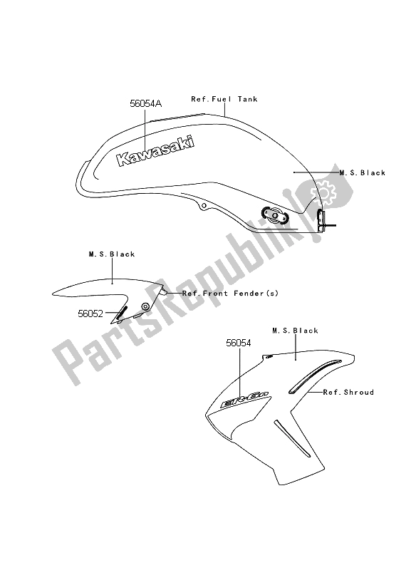 All parts for the Decals (m. S. Black) of the Kawasaki ER 6N ABS 650 2009