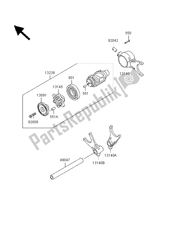 Toutes les pièces pour le Tambour De Changement De Vitesse Et Fourchette De Changement De Vitesse du Kawasaki VN 1500 Classic Tourer FI 2000