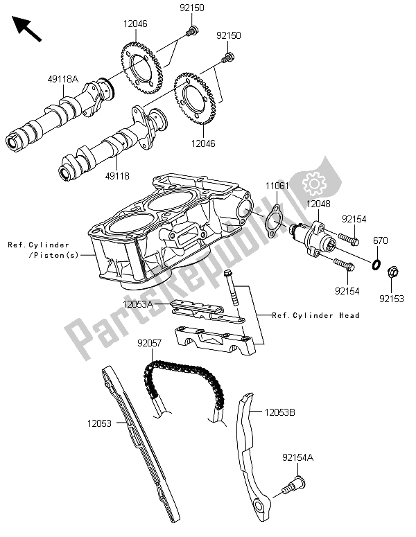All parts for the Camshaft(s) & Tensioner of the Kawasaki Ninja 300 ABS 2013