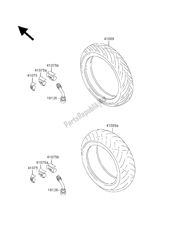 All parts for the Tires of the Kawasaki Ninja ZX 12R 1200 2000