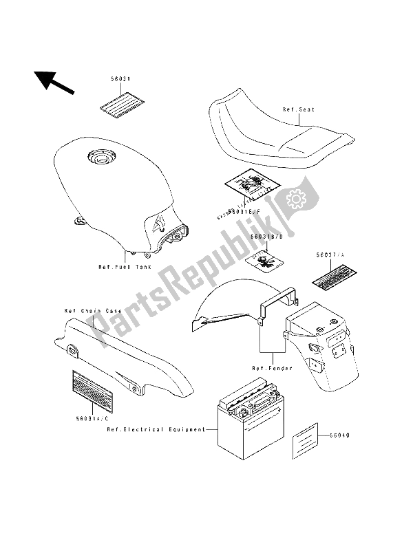 Todas las partes para Etiqueta de Kawasaki GPZ 500S 1992