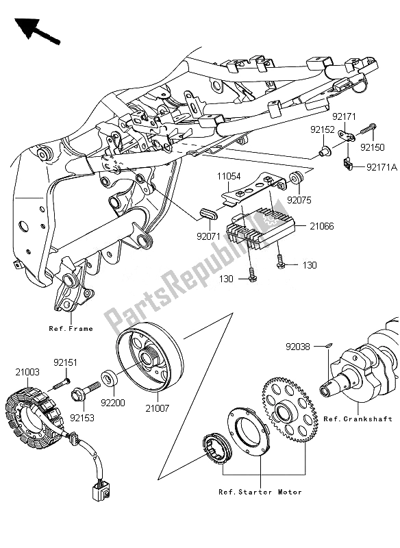 All parts for the Generator of the Kawasaki Z 750 2007