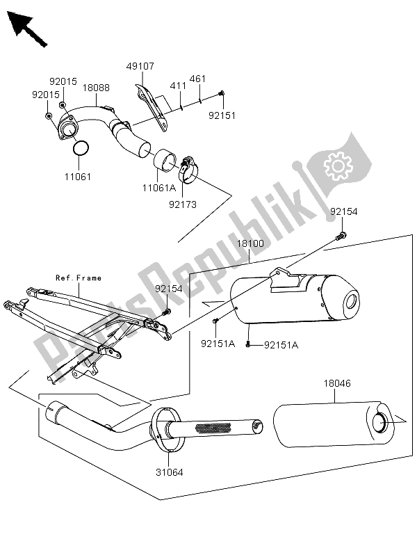 Todas las partes para Silenciador de Kawasaki KX 250F 2009