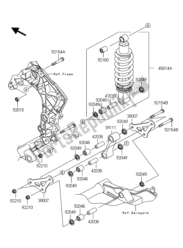 Toutes les pièces pour le Suspension Et Amortisseur du Kawasaki Z 1000 2011