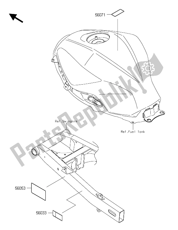 All parts for the Labels of the Kawasaki Ninja 300 2015