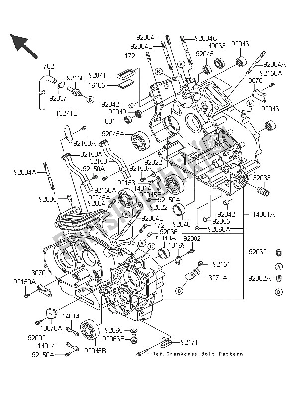 All parts for the Crankcase of the Kawasaki VN 1600 Classic 2005