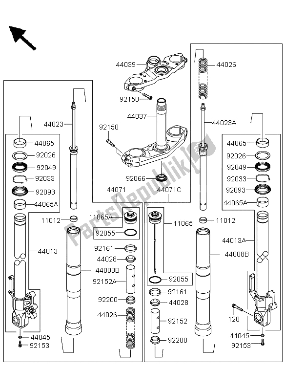 Tutte le parti per il Forcella Anteriore del Kawasaki Versys 650 2013