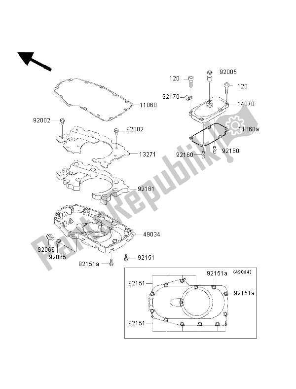 Tutte le parti per il Coperchio Sfiato E Coppa Dell'olio del Kawasaki W 650 2002