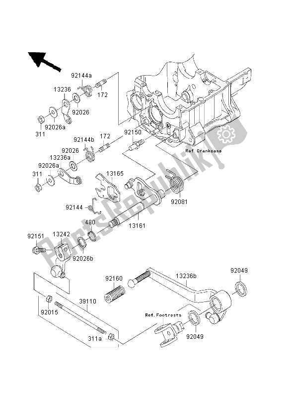 Toutes les pièces pour le Mécanisme De Changement De Vitesse du Kawasaki ZRX 1200 2003