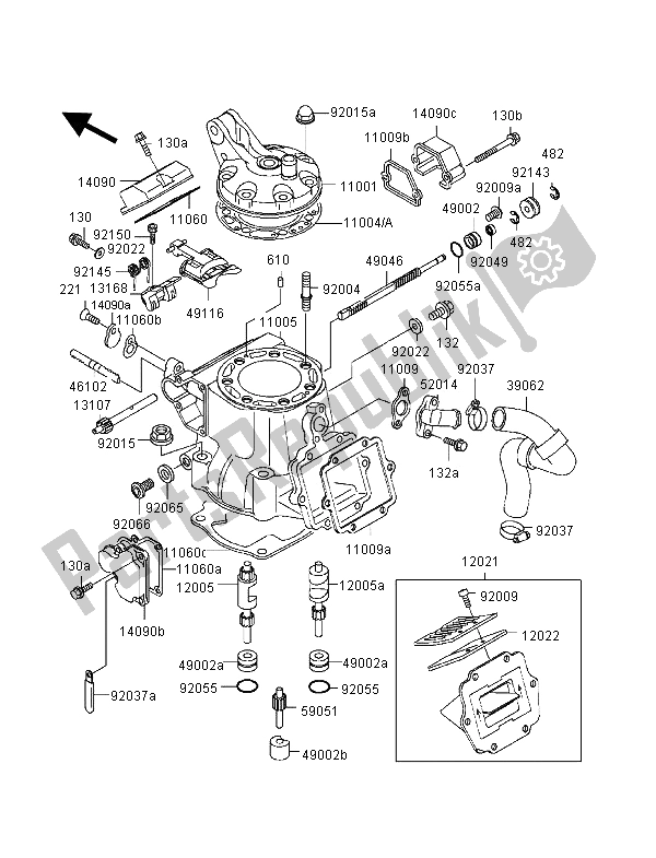 Tutte le parti per il Testata E Cilindro del Kawasaki KX 250 2000