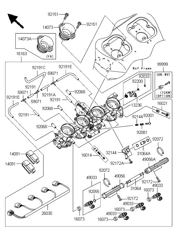 All parts for the Throttle of the Kawasaki Ninja ZX 12R 1200 2006