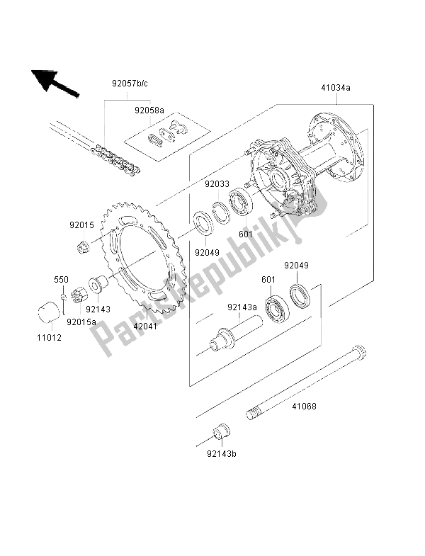 All parts for the Rear Hub of the Kawasaki KMX 125 2001