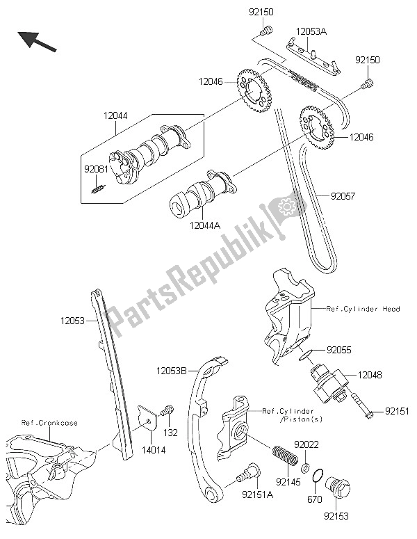 All parts for the Camshaft(s) & Tensioner of the Kawasaki KLX 250 2016