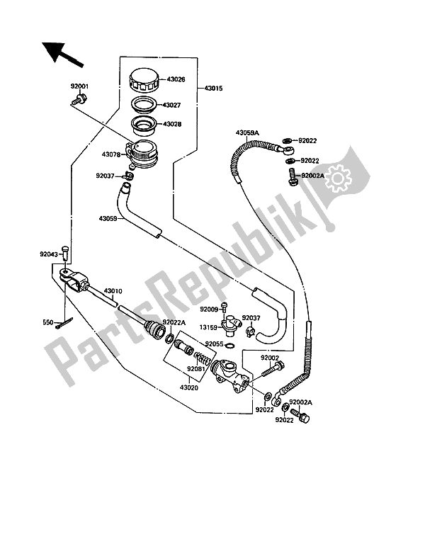 Toutes les pièces pour le Maître-cylindre Arrière du Kawasaki VN 15 1500 1991