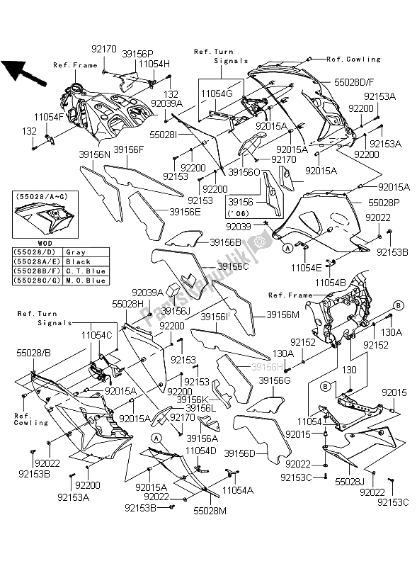 Todas las partes para Capota Baja de Kawasaki ZZR 1400 2006