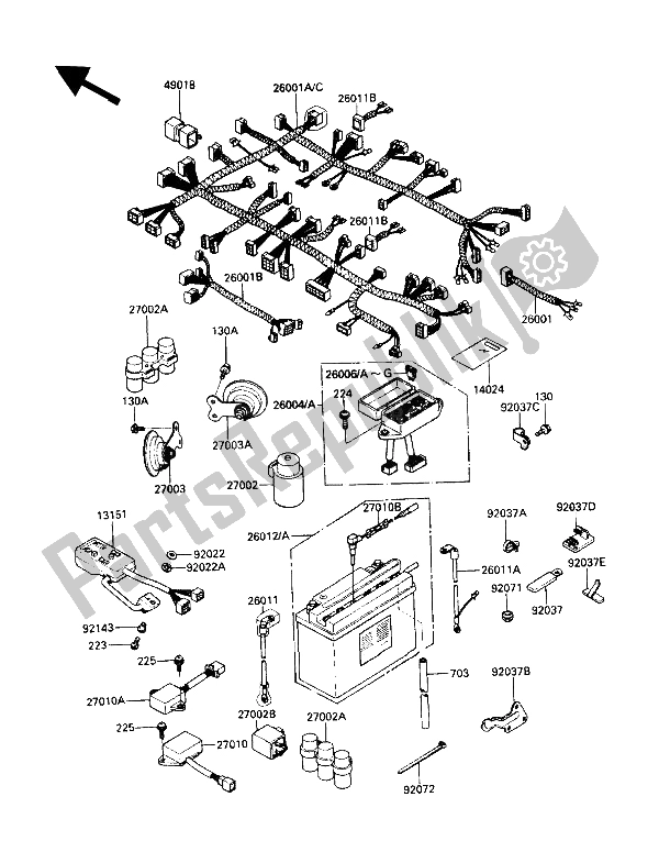 All parts for the Electrical Equipment of the Kawasaki Voyager XII 1200 1988