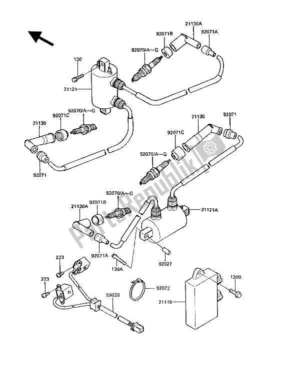 Tutte le parti per il Sistema Di Accensione del Kawasaki VN 750 Twin 1989