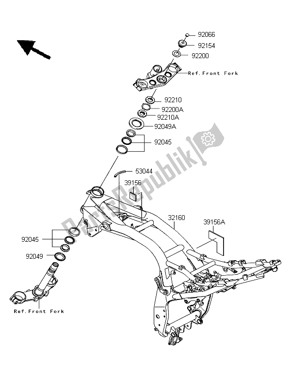 All parts for the Frame of the Kawasaki Z 750 2012