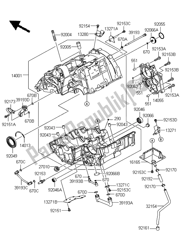 Tutte le parti per il Carter del Kawasaki ER 6N ABS 650 2011