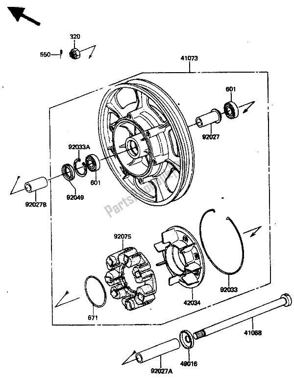 All parts for the Rear Hub of the Kawasaki ZN 1300 1985