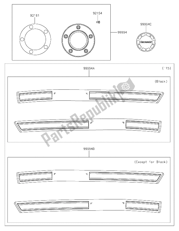 Tutte le parti per il Accessorio (decalcomanie) del Kawasaki Vulcan S 650 2015