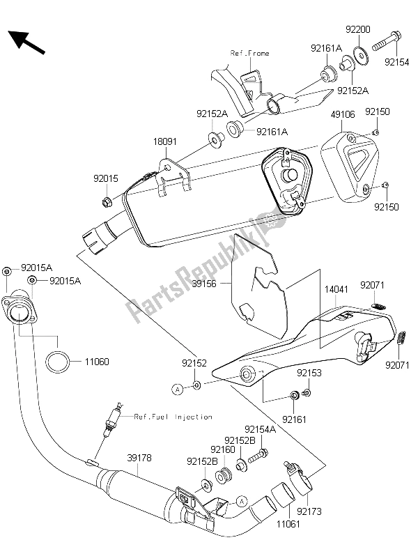 All parts for the Muffler(s) of the Kawasaki Ninja 250 SL 2015