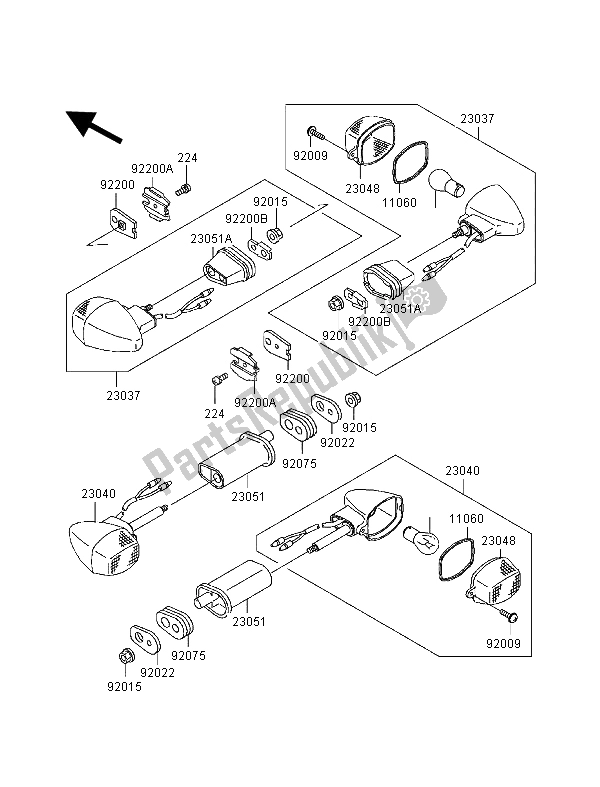 Todas as partes de Sinais De Mudança do Kawasaki Ninja ZX 9R 900 1998